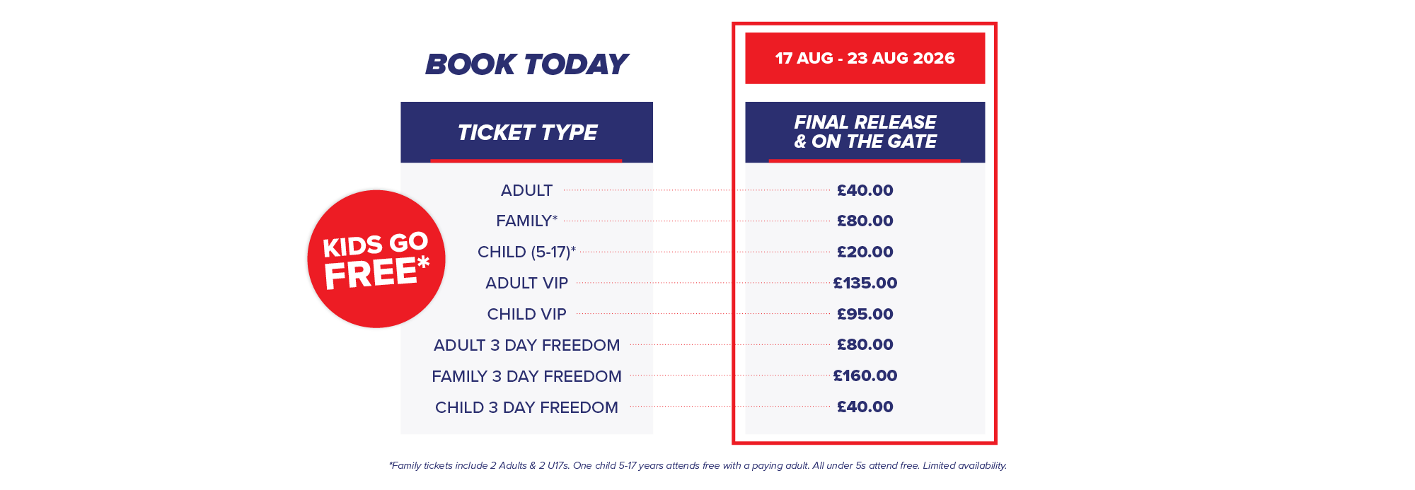 2026 Ticket Prices